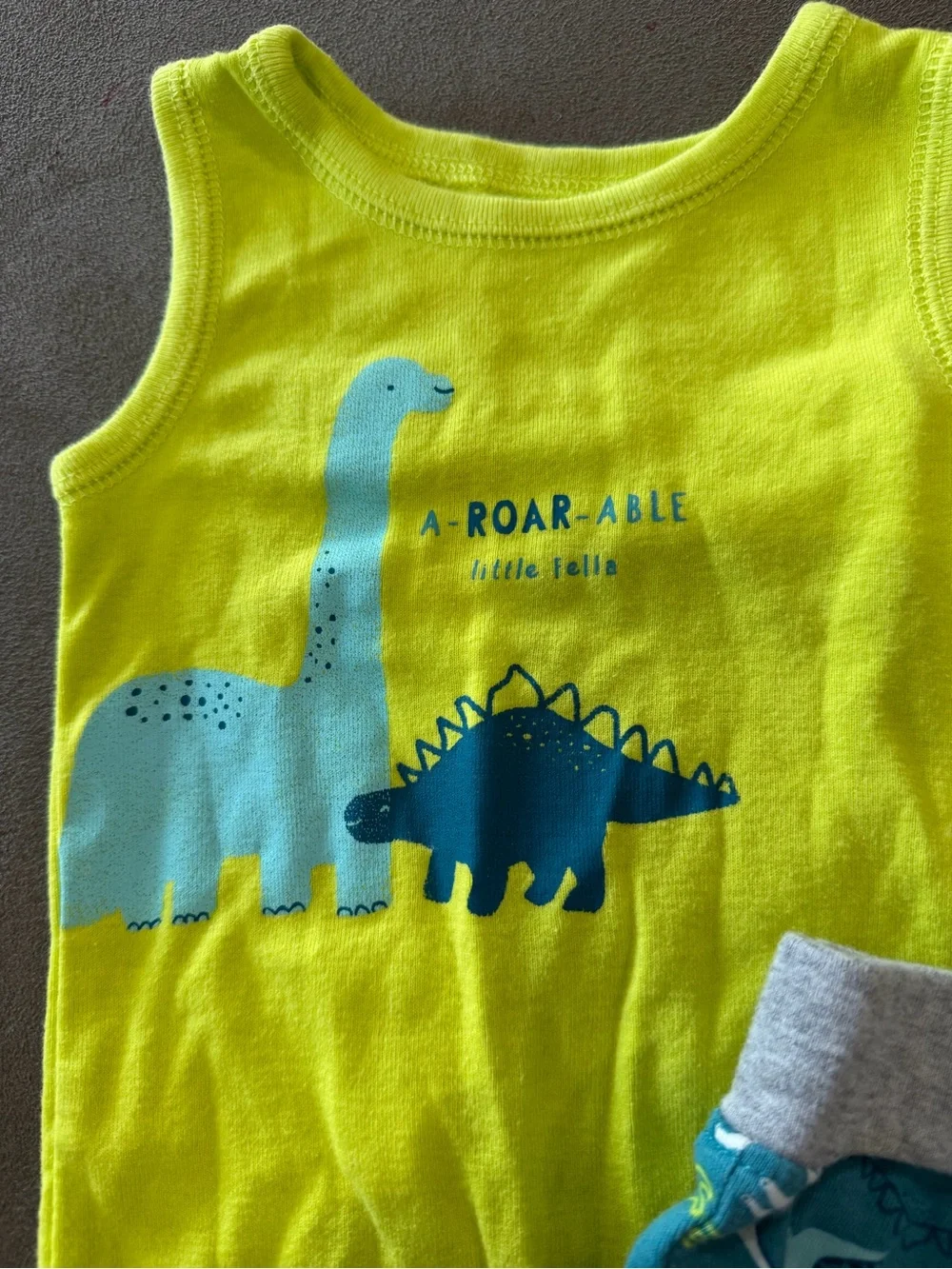 Carters Dino Bodysuit and Shorts Set - Lime Green & Blue